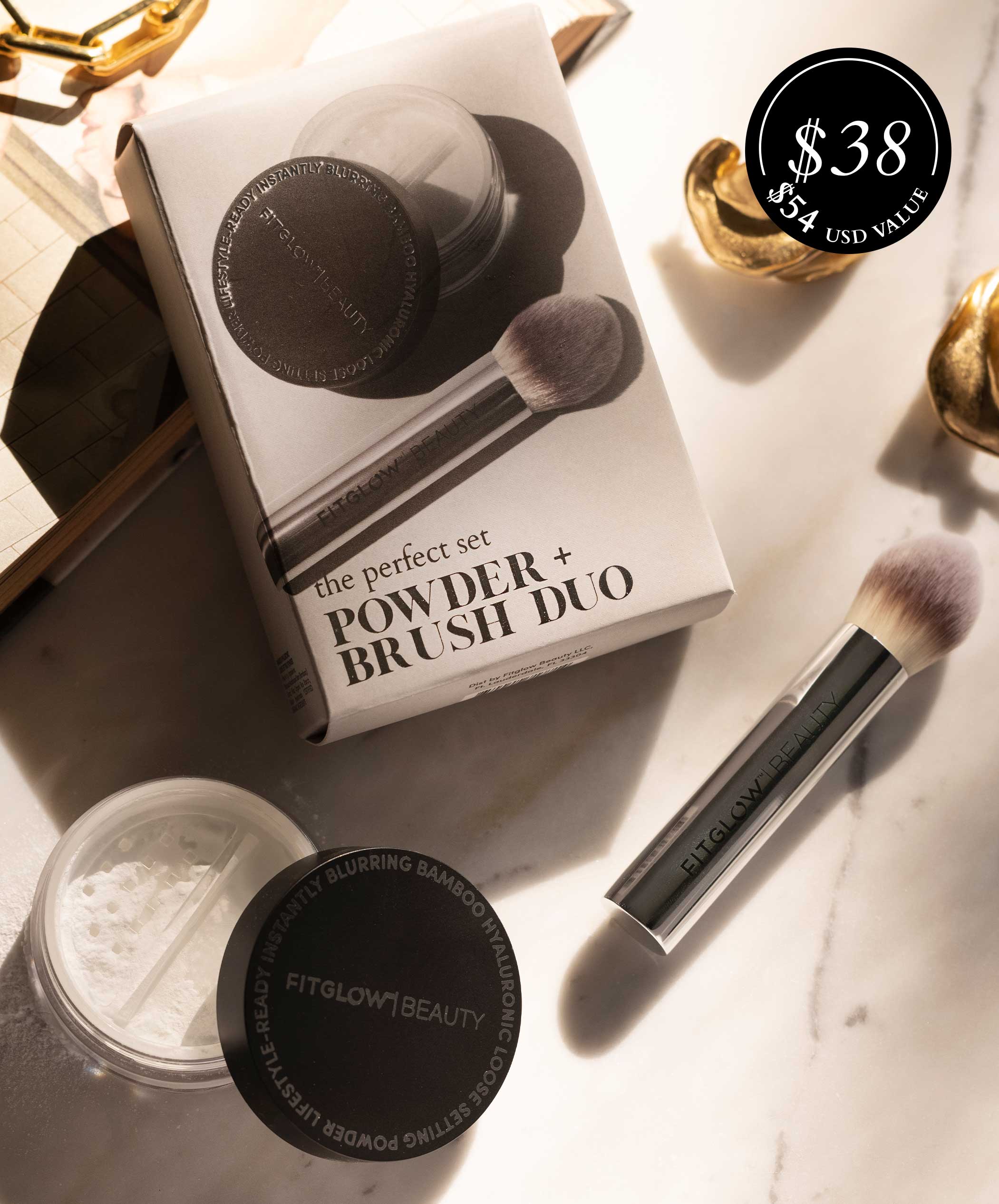 Bamboo Hyaluronic Loose Setting Powder + Brush Duo