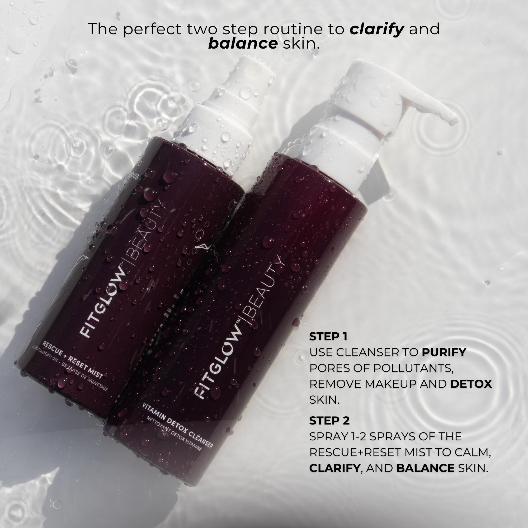 Rescue + Reset Mist + Vitamin Detox Cleanser Duo